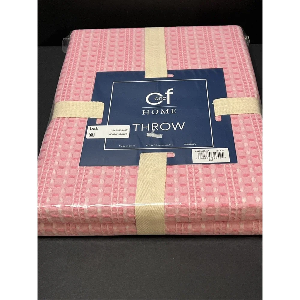 Carol & Frank Textured Waffle Throw Blanket Pink 50
